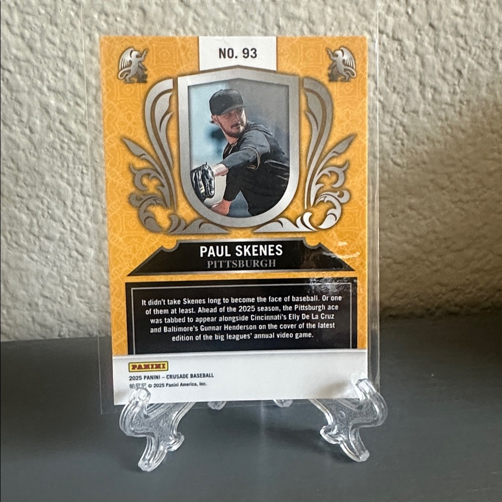 Paul Skenes Panini Crusade Baseball Card - Purple & Gold Holo - Picture 2 of 2